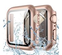 Goton Coque étanche pour Apple Watch Series 8 et Series 7 45 mm protecteur d'écran, protection complète en polycarbonate rigide pare-chocs accessoires conçus pour iWatch 45 mm original or rose