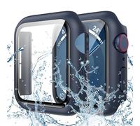 Goton Coque Rigide imperméable en Polycarbonate avec Protecteur d'écran en Verre trempé pour Apple Watch SE Series 6/5/4 40 mm, Accessoires iWatch (Bleu)