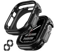 Goton Lot de 2 Coques Pare-Chocs pour Apple Watch de 49 mm, sans Protecteur d'écran, Coque de Protection Antichoc en TPU Souple pour iWatch Ultra 3/Ultra 2/Ultra, 49 mm, Noir + Noir