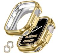 Goton Lot de 2 Coques Pare-Chocs pour Apple Watch de 49 mm, sans Protecteur d'écran, Coque de Protection Antichoc en TPU Souple pour iWatch Ultra 3/Ultra 2/Ultra, 49 mm, doré + doré
