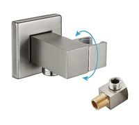 gotonovo Coude d'alimentation murale en nickel brossé en laiton massif à angle pivotant simple avec support de douche coudé avec connecteur de tuyau de douche par prise d'eau IPS mâle 1,27 cm