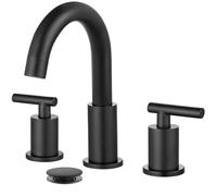 gotonovo Robinet de salle de bain large de 20,3 cm, noir mat, 3 trous, 2 poignées, montage sur le plateau, lavabo de salle de bain avec bonde pop-up avec mitigeur chaud et froid