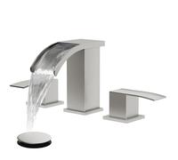 gotonovo Robinet d'évier de salle de bain cascade à 3 trous, ensemble de robinets de salle de bain large de 20,3 cm, robinet de lavabo moderne à 2 poignées avec drain pop-up et lignes d'alimentation