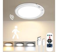 Gotopceed Rechargeable Motion Sensor Light with Remote - Magnetic Wireless Ceiling/Wall Lights, Battery Powered Pir Lights for Shed Loft Bathroom Garage cet