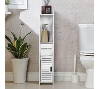 GOTOTOP Armoires de Chambre à Coucher, Meuble étroit, Meuble de Salle de Bain et WC en Bois Blanc, étagère pour Salon, Cuisine, Couloir, 80 × 15,5 × 15,5 cm
