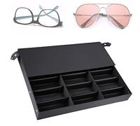 GOTOTOP Boîte à Lunettes avec 18 Compartiments, Présentoir à Lunettes de, Support de Rangement avec Protection Anti-poussière, Vitrine de Présentation, 47x 37 X 6 Cm