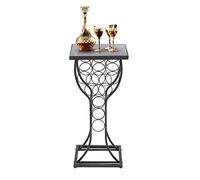 GOTOTOP Casier à vin en métal, 11 casiers à vin en métal avec table de finition en marbre vintage, décorations principales, colonne de fleurs, porte-bouteilles style industriel pour le vin