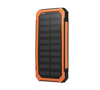 GOTOTOP Chargeur Solaire Externe Solaire Portable avec 2 Ports de Sortie, 2 Modes de (Solaire + USB) pour Camping Android iOS(Orange)