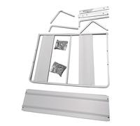 GOTOTOP Etagères Ondes Four, Étagère Murale en Aluminium à Deux Niveaux, Support de Four à Ondes Suspendu avec 10 Crochets, Support Mural de Rangement Cuisine, 55 x 38,5 x 25 cm