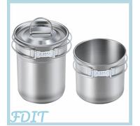 GOTOTOP extérieur Lot de 2 tasses de camping empilables en acier inoxydable avec sac de rangement Tasse à sport camping Argent