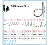 GOTOTOP hameçons de pêche en eau salée Hameçons de pêche en acier à haute teneur en carbone, 100 pièces, hameçon sport materiel