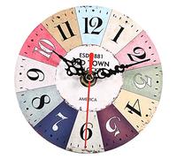 GOTOTOP Horloge Murale en Bois Ronde Artistique créative européenne Style Vintage Bureau à Domicile Chambre décoration Ornements (4.7 Pouces)(#3)