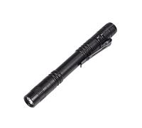 GOTOTOP Lampe de poche LED avec clip Mini Portable en alliage d'aluminium noir Type de presse Poche à stylo alimenté par batterie Lampe torche haute luminosité