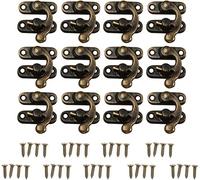 GOTOTOP Lot de 12 loquets antiques gauche/droite pour boîte à bijoux en bois avec 48 vis de rechange pour curseurs, coffres, boîtes de conserve (bronze droit)