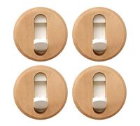 GOTOTOP Lot de 4 Crochets Muraux Pliables en Bois Massif et Aluminium de qualité Spatiale, 2,5 X 0,8 Pouces, Support Adhésif pour Entrée, Salle de Bain, Placard, Camping-car (Hêtre)