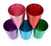 GOTOTOP Lot de 5 Gobelets en Aluminium Réutilisables en Métal, Texture Martelée, Légers, 3,3 X 2, X 4,4 Pouces, Large Ouverture pour le Camping, les Pique-niques, les Fêtes de Famille (5PCS)