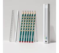 GOTOTOP NBX Trousse à Crayons en ABS avec Support sur Pied, Design Push-pull et Taille-crayon, 20 X 3 Cm, Boîte de Fournitures Scolaires pour Filles, Enfants, étudiants en Rose Blanc (W-1)