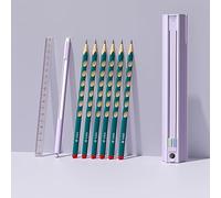 GOTOTOP NBX Trousse à Crayons en ABS avec Support sur Pied, Design Push-pull et Taille-crayon, 20 X 3 Cm, Boîte de Fournitures Scolaires pour Filles, Enfants, étudiants en Rose Blanc (PU-1)