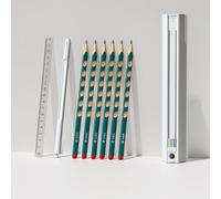 GOTOTOP NBX Trousse à Crayons en ABS avec Support sur Pied, Design Push-pull et Taille-crayon, 20 X 3 Cm, Boîte de Fournitures Scolaires pour Filles, Enfants, étudiants en Rose Blanc (W-3)