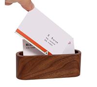GOTOTOP Porte-cartes de visite en bois - Étui à cartes en bois, organiseur de cartes de visite sur pied pour fournitures de bureau (marron)