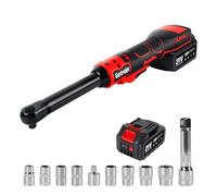 Gotrain Kit de clé à cliquet sans fil 21 V 3/8" 80 N · m, cliquet électrique à vitesse variable, batterie 2,0 Ah et chargeur, 8 douilles, adaptateur 6,35 mm, barre d'extension de 7,6 cm, lumière LED