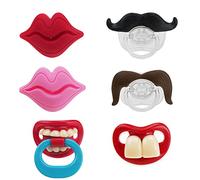 Gotrain Lot de 6 tétines amusantes en silicone souple avec lèvre de baiser pour bébé, accessoires de tir, Noël, Halloween