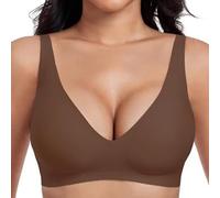 Gotreflect Jelly Bra, Gotreflect Jelly Wireless Comfortable Bra, Seamless Push Up Bras, Deep V Bras (Brown,TTG)