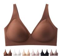 Gotreflect Jelly Bra, Gotreflect Women Deep V Bras, V Neck Seamless Push Up Bra, Wireless Comfortable Bras (Brown,Grand)
