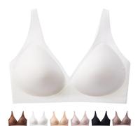 Gotreflect Jelly Bra, Gotreflect Women Deep V Bras, V Neck Seamless Push Up Bra, Wireless Comfortable Bras (White,S)