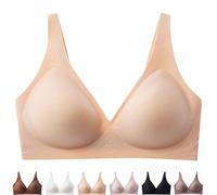 Gotreflect Jelly Bra, Gotreflect Women Deep V Bras, V Neck Seamless Push Up Bra, Wireless Comfortable Bras (Beige,Grand)