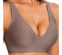 Gotreflect Jelly Bra, Jelly Wireless Womens Comfortable Wireless Bras, Deep V Push up Breathable Seamless Bras (Gray,TG)