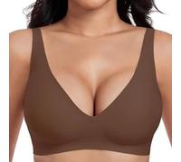 Gotreflect Jelly Bra, Jelly Wireless Womens Comfortable Wireless Bras, Deep V Push up Breathable Seamless Bras (Brown,Moyen)