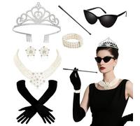 GOTRUST 1920s Accessories Set, 7pcs Accessoires Années 20 Gatsby Femme, 1920 Déguisement Charleston, Accessoires Gatsby Costume pour La Mascarade Halloween Noël