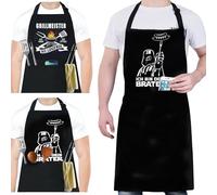 GOTRUST 2PCS Tablier Cuisine Noir Imperméable avec 2 Poches - BBQ, Chef Réglable et Personnalisé pour Papa, Mari, Grand-père, Copain