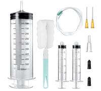 GOTRUST Grande seringue en plastique de 500 ml, 20 ml avec tuyau, aiguille émoussée de 17 g, réutilisable, grande seringue en plastique pour huile moteur, laboratoire, alimentation animale, jardin