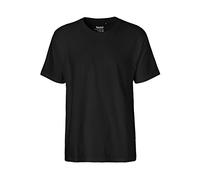 GOTS T-shirt en coton bio pour homme Coupe classique Col rond Manches courtes, Noir , M