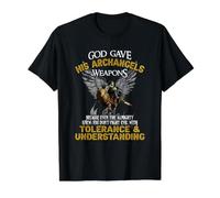 Gott Gave His Archangel Weapons T-Shirt Graphique avec Valeur, Homme, Noir, S