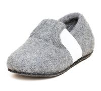 Gottstein Alpine Runner Chaussons pour enfant en 100 % laine vierge - Chaussons en feutre pour enfants avec élastique et semelle antidérapante - Parfait pour la maternelle et la crèche, Gris, 27 EU
