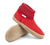 Gottstein Chaussons cabanes Dakota en laine vierge de mouton sans mulesing - Chaussons faits à la main en feutre de laine pour femmes et hommes - Taille EU 36-47 - Avec bord tricoté haut et semelle en