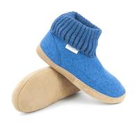 Gottstein Chaussons cabanes Dakota en laine vierge de mouton sans mulesing - Chaussons faits à la main en feutre de laine pour homme et femme - Taille EU 36-47 - Avec taille haute et semelle en cuir