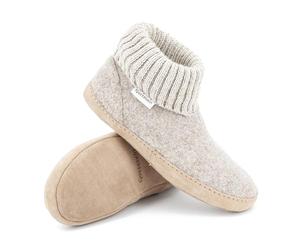 Gottstein Chaussons cabanes Dakota en laine vierge de mouton sans mulesing - Chaussons faits à la main en feutre de laine pour femmes et hommes - Taille EU 36-47 - Avec bord tricoté haut et semelle en