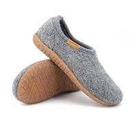 Gottstein Chaussons en feutre Alpine Midcut RU - Pantoufles fermées et légères pour homme et femme en pure laine vierge avec semelle antidérapante en liège et caoutchouc, Gris, 38 EU