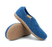 Gottstein Chaussons en feutre Alpine Midcut RU - Pour homme et femme - En pure laine vierge - Avec semelle antidérapante en liège et caoutchouc, denim, 41 EU