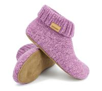 Gottstein Chaussons en tricot - Chaussons en feutre pour homme et femme - En pure laine vierge - Semelle de qualité supérieure en cuir de vachette - Chaussures fermées - Rose pastel - 38, Rose pastel,