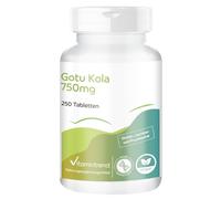 Gotu Kola 750 mg - 250 comprimés - 9000 mg de gotu kola par dose journalière - avec vitamine C et zinc - hautement dosé - végétalien - compléments alimentaires fabriqués en Allemagne |