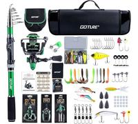 Goture Canne à Pêche Complet (Carbone 24T), Canne Surfcasting Télescopique en Fibre de Carbone & Moulinet Spinning avec 9+1 Roulements à Billes Scellés, avec Accessoires et Housse - Professionnelle