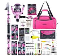 Goture Ensemble de pêche avec Canne à pêche télescopique (Carbone 24T), 1,8 m/2,1 m/2,4 m/2,7 m | Ensemble Complet de d'outils de pêche et d'appâts, Ligne 150 m/14 kg