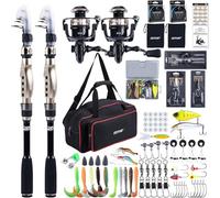 Goture Ensemble de Pêche Professionnel - Canne Télescopique en Fibre de Carbone 24T (1.8m-2.7m) + Moulinet Spinning 9+1 Roulements - Complet avec Ligne 150m/14kg, Outils et Housse