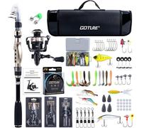 Goture Ensemble de Pêche Professionnel - Canne Télescopique en Fibre de Carbone 24T (1.8m-2.7m) + Moulinet Spinning 9+1 Roulements - Complet avec Ligne 150m/14kg, Outils et Housse