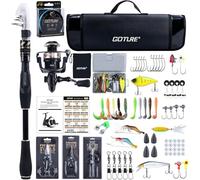 Goture Ensemble de Pêche Professionnel - Canne Télescopique en Fibre de Carbone 24T (1.8m-2.7m) + Moulinet Spinning 9+1 Roulements - Complet avec Ligne 150m/14kg, Outils et Housse